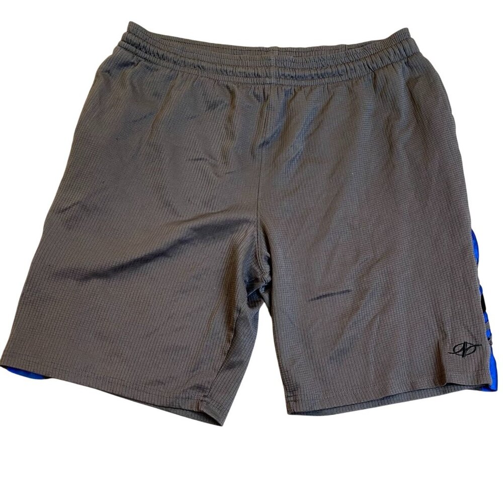 Nordictrack Mens Athletic Shorts Large Gray & Blue With Elastic Waistband